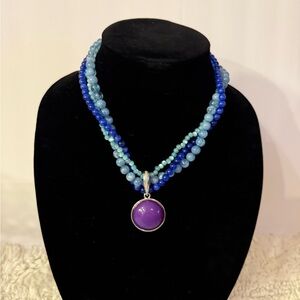 Elegant Blue and Purple Beaded Necklace
